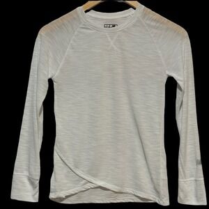 New Balance Youth Size M (10/12) Long Sleeve White Running‎ Top Shirt